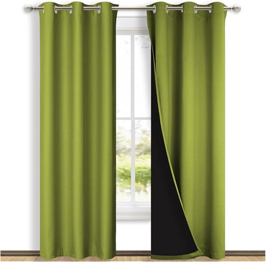 NICETOWN Blackout Curtains 80 inches Long, 2 Pieces, Fresh Green, Full Light