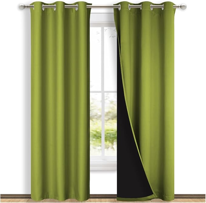NICETOWN Fresh Green Full Shade Curtain Panels, Pair of Thermal Insulated &
