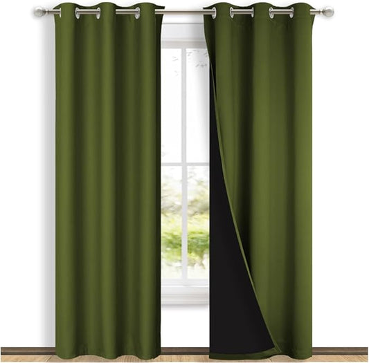 NICETOWN Blackout Curtains 80 inches Long, 2 Pieces, Olive Green, Full Light