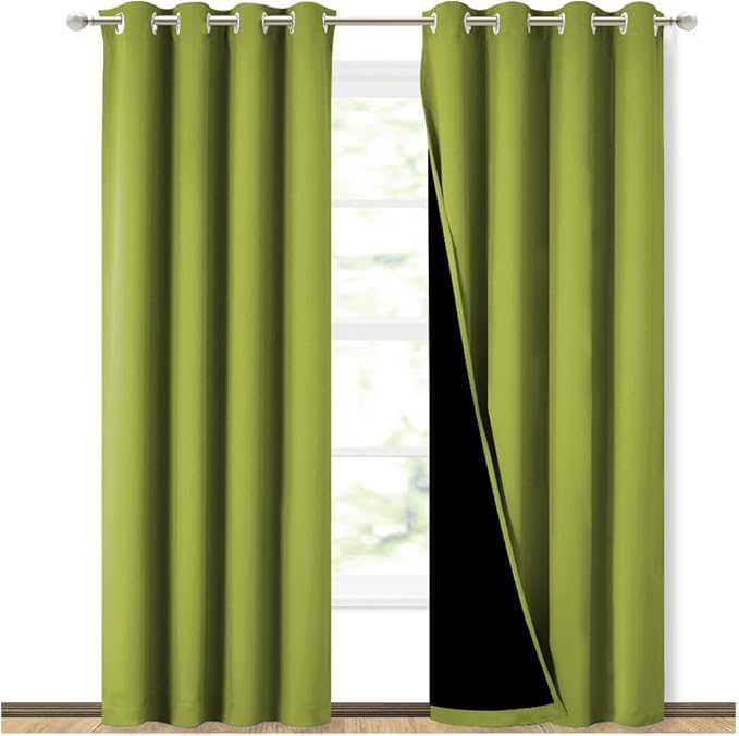 NICETOWN 100% Blackout Curtains 84 inches Long, Fresh Green, 52 inches Wide