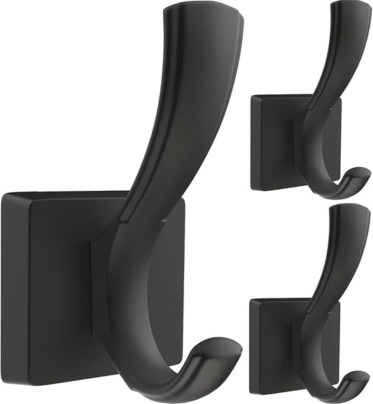 TOFIIGREM 3 Pack Black Towel Hooks, Towels Robe Holder