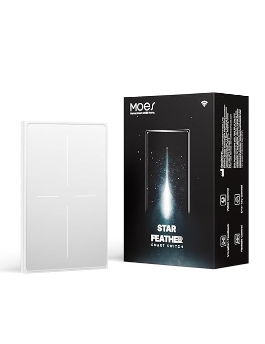 MOES Full Touch Smart Switch, ZigBee SF(Star Feather 2026 Version) Wall Light Switch, Neutral Wire Required, Anti-Glare Panel,Work with Smart Life/Tuya App, Alexa and Google Home White 4 Gang