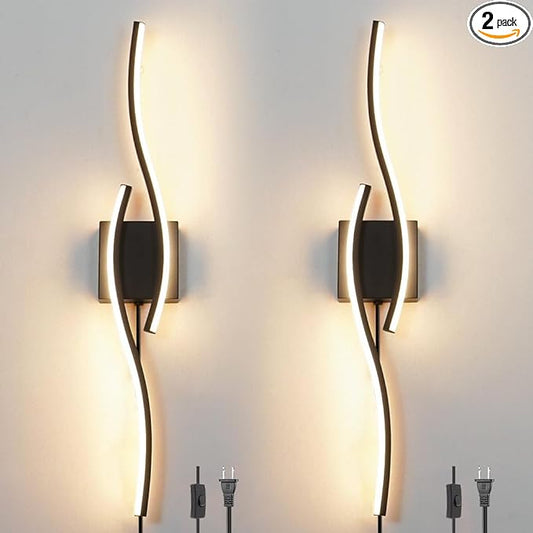 Plug in Wall Sconces Set of 2, Modern Plug in Sconce