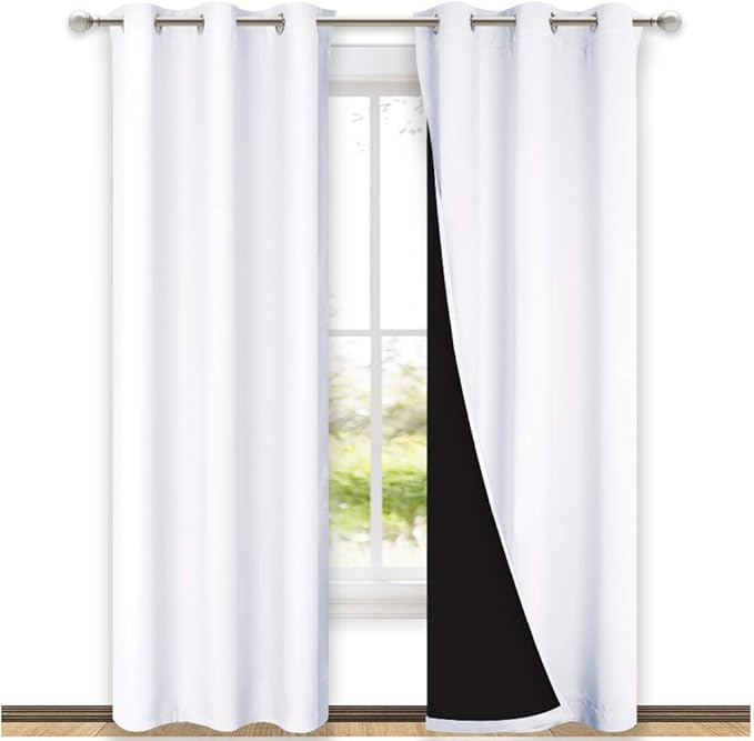NICETOWN White Blackout Curtains 80 inches Long, Full Light Blocking Drapes