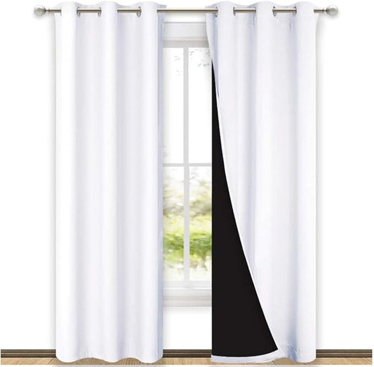 NICETOWN White Blackout Curtains 80 inches Long, Full Light Blocking Drapes