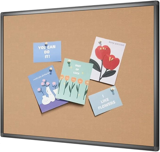 VIZ-PRO Cork Notice Board, 48 X 32 Inches, Cork Bulletin Board