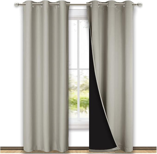 NICETOWN Natural Blackout Curtains 80 inches Long, Full Light Blocking Drapes