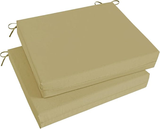Basic Beyond Outdoor Chair Cushions Set of 2, Square Corner Outdoor Cushions for Patio Furniture, Water Resistant Patio Chair Cushions with 2 Ties, 18.5x16x3, Khaki
