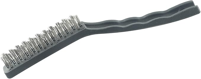 Heavy Duty Mini Wire Brush Set for Rust Removal Engine Cleaning Upholstery and Plastic Surfaces â Steel Brass Nylon Brushes with 9 Inch Handle(Steel)