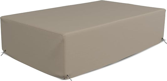 Covers & All Patio Sectional Sofa Set Cover 160 GSM PVC Emboss Fabric Outdoor Furniture Table and Chair Set Cover with Drawstring for Snug Fit (74" W x 74" D x 28" H, Beige)