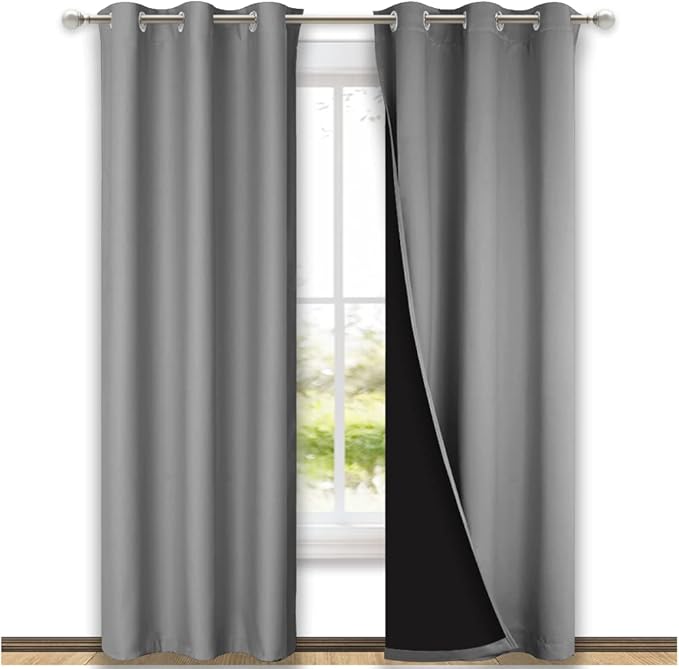 NICETOWN Silver Grey Full Shade Curtain Panels, Pair of Thermal Insulated &