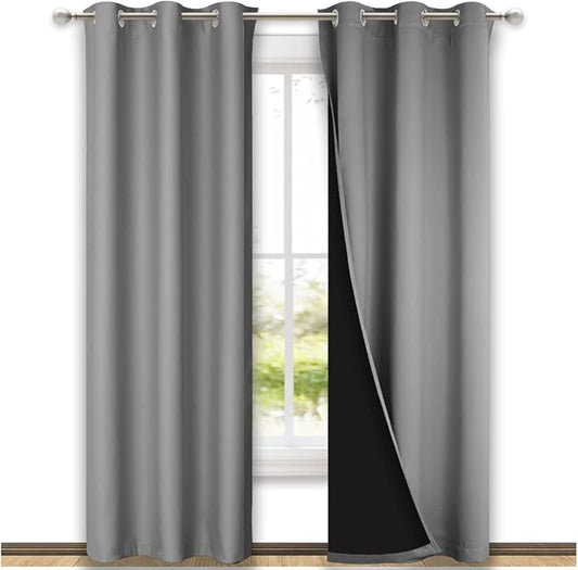 NICETOWN Silver Grey Full Shade Curtain Panels, Pair of Thermal Insulated &