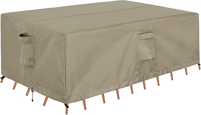 OutdoorLines Outdoor Waterproof Patio Table Furniture Set Covers - Square Couch Sectional Cover Outside Weatherproof Patio Furniture Covering for Deck, Lawn and Backyard 94" L x 94" W x 28" H, Camel