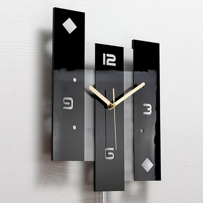SHISEDECO Creative Mute Modern Large Pendulum Clock in Black and White Color