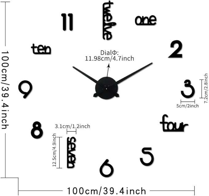 Large Modern Art Deco Wall Clock Silent Acrylic Unique Decorative Wall Clocks