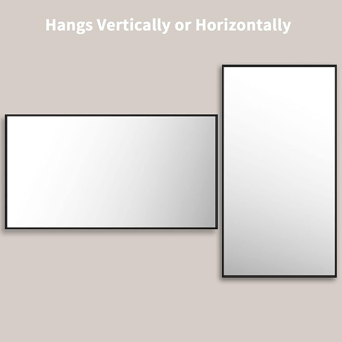 LOAAO 55"X30" Black Rectangle Bathroom Mirror Wall, Matte Black Aluminum Alloy