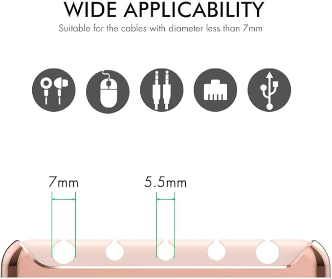AHASTYLE Cable Organizer Holder 5 Slots Desktop Cord Wire Clips Keeper for Organizing USB Cable/Power Cord/Wire Home Office and Car (Pink)