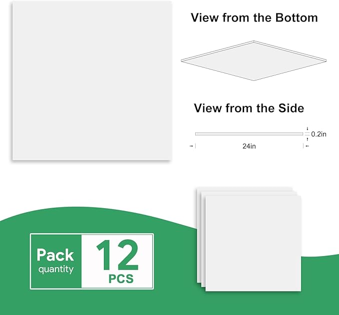 Smooth White Drop Ceiling Tile 2ft x 2ft, Ceiling Panel 24 x 24in – Waterproof