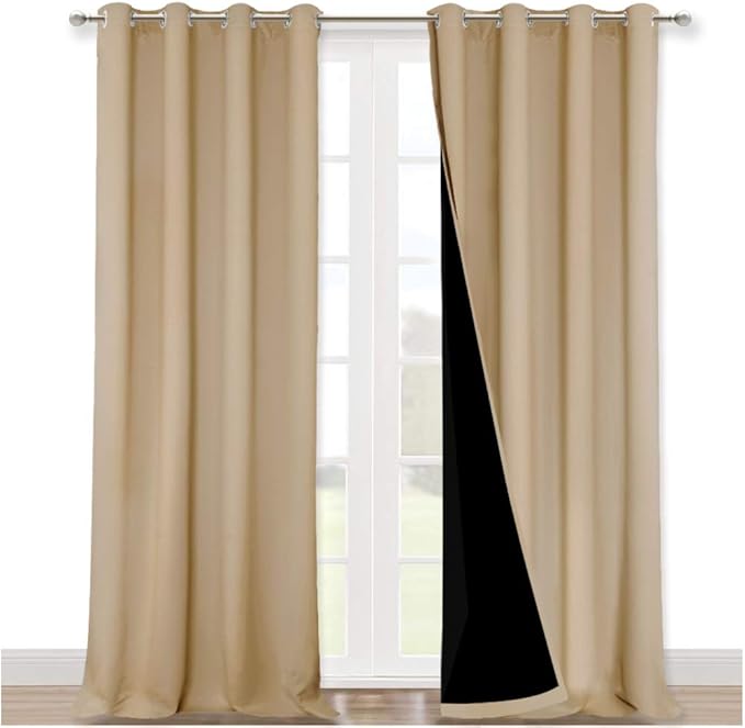 NICETOWN 100% Blackout Blinds, Biscotti Beige, Laundry Room Decor Window
