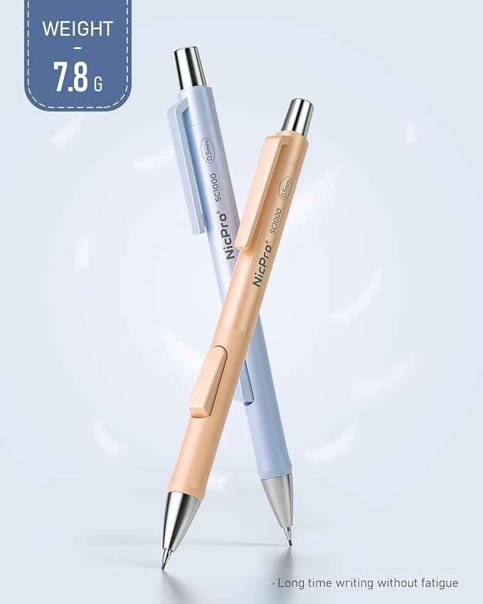 Nicpro 8 Pack Pastel Mechanical Pencil 0.5mm, Cute Fast Click Mechanical Pencils Set with 480PCS HB Lead Refills, 3 Erasers with Case, Aesthetic School Supplies for Writing Drawing Sketching