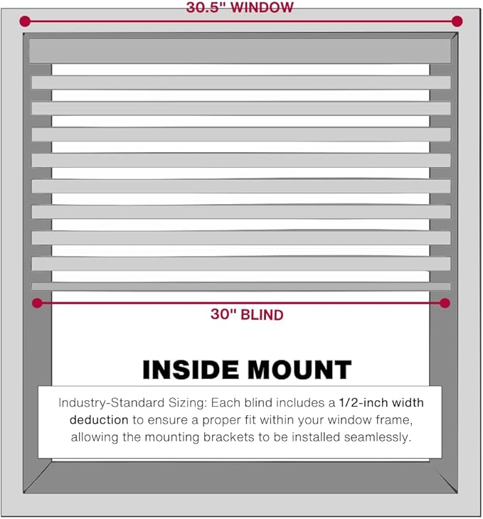 LOTUS & WINDOWARE Cordless Mini Blind, 30.5" Wide x 60" Long