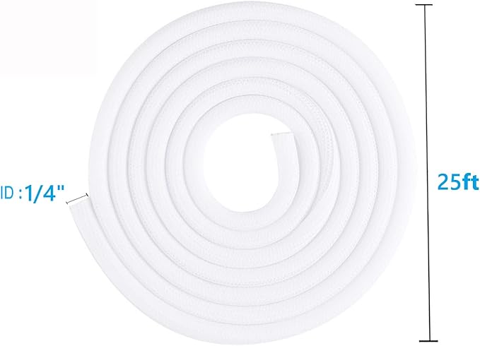 1/4" x25ft Split Sleeve Wire Loom Tubing - Cat-Proof Cord Protector for USB, Power, Audio/Video Cables | Chew-Resistant Cable Sleeve | Easy Install, White