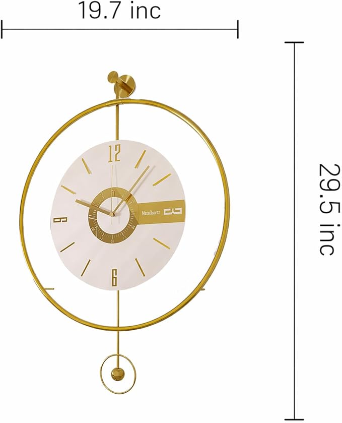 Large Luxury LED Backlit Wall Clock – Pendulum Roman Numeral Metal Ring