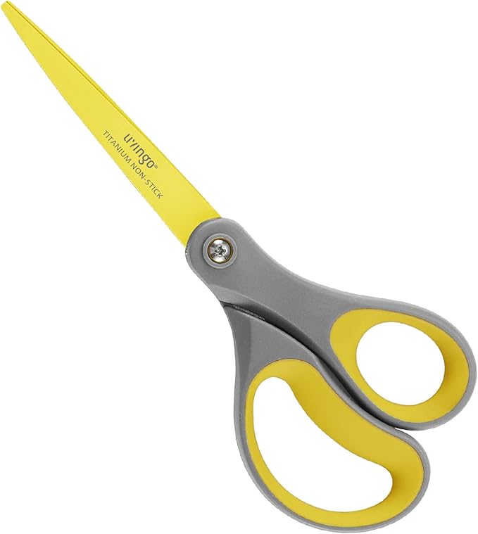 LIVINGO 8" 2 Pack Scissors, Titanium Coated Sharp Stainless Steel Non-stick Scissors All Purpose, Comfort Grip Handles Shears for Office Home Supplies Crafting DIY Cutting Tape Adhesive General Use