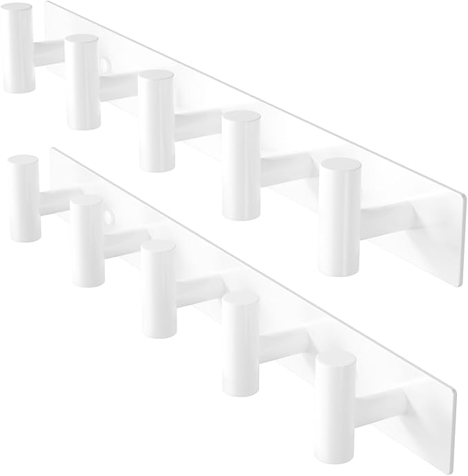 GWAAZXGZ White Wall Mounted Coat Rack – 5 T-Shaped Pegs