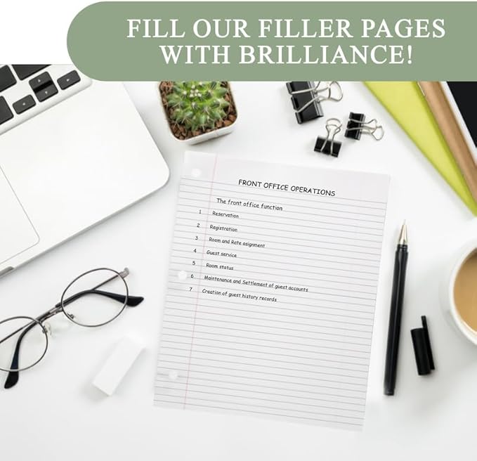 THREE LEAF 100 SHEETS WIDE RULED FILLER PAPER, PACK OF 12, LOOSE-LEAF SHEETS FOR SCHOOL AND OFFICE 100 CT. FILLER PAPER, NOTEBOOK PAPER