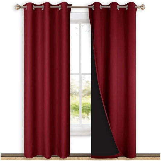 NICETOWN Burgundy Red Full Shade Curtain Panels, Pair of Thermal Insulated &