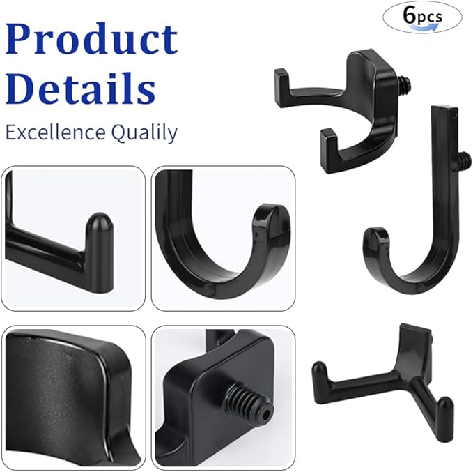 6Pcs Storage Shed Hooks, J/U/V Shapes Heavy Duty ABS Tool Organizers for Ladders, Garden Rakes & Bulk Tools, Compatible with Most Outdoor Storage Sheds