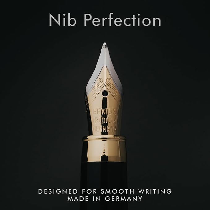 Wordsworth & Black Fountain Pen Set, Luxury Bamboo Wood - Medium Nib, Gift Case; Includes 6 Ink Cartridges, Ink Refill Converter -Journaling, Calligraphy; Drawing, Smooth Writing [Maple Wood]