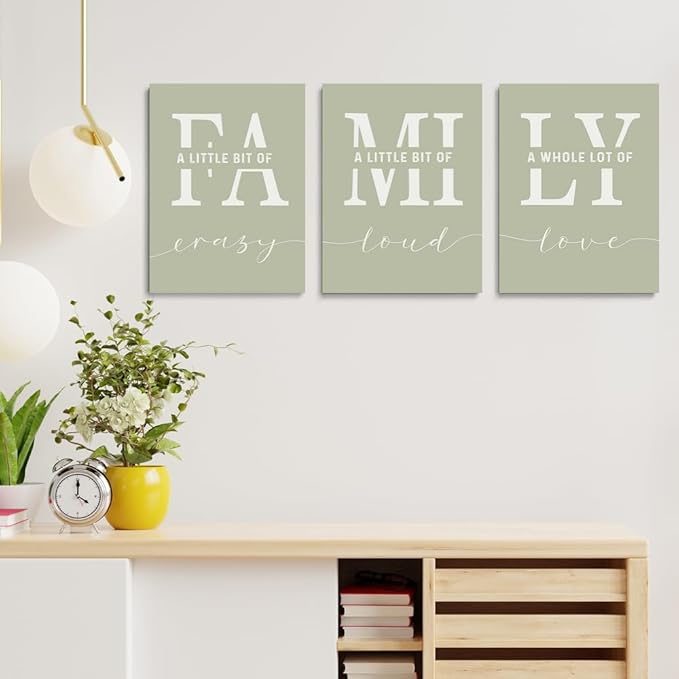 GUBIYU Farmhouse Family Wall Art Set of 3, Home Love Framed Canvas Prints