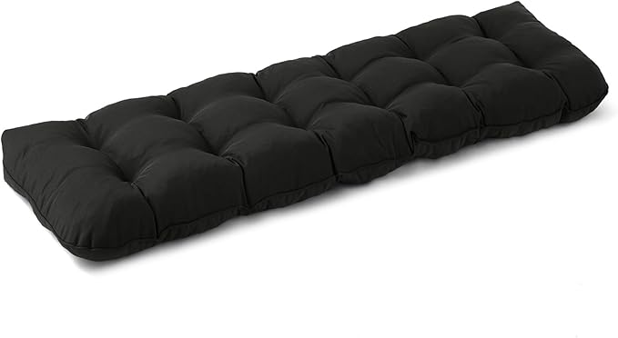 IPYNBAP Outdoor Bench Cushion, 59x18x5 Inch, Waterproof Bench Cushion for Outdoor/Indoor Furniture, Tufted Patio Bench Seat Cushion, Fade Resistant Outdoor Cushions for Porch Swing Couch, Black