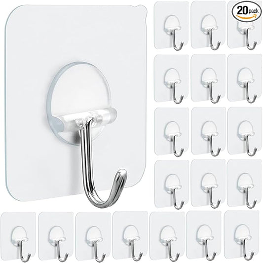 FOTYRIG Clear Adhesive Hooks 180° Rotatable Transparent Sticky Hooks, Heavy