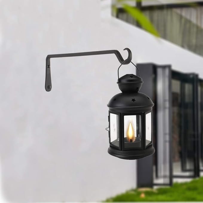 AILIN YELOKIE 12" Plant Hangers 6-Pack - Heavy Duty Rust-Resistant Steel Hooks for Bird Feeders, Indoor/Outdoor Plants & Wall Decor, Black