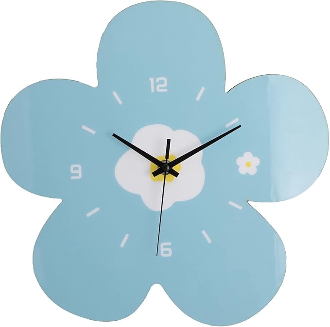 12 Inch Blue Flower Wall Clock Petal Design Wall Clock Silent Non Ticking Clock