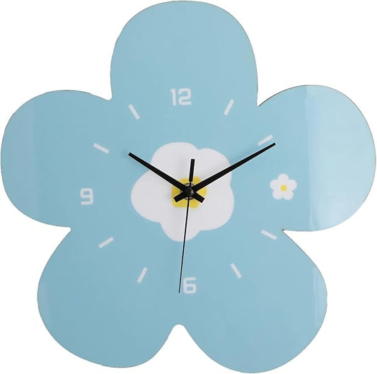 12 Inch Blue Flower Wall Clock Petal Design Wall Clock Silent Non Ticking Clock
