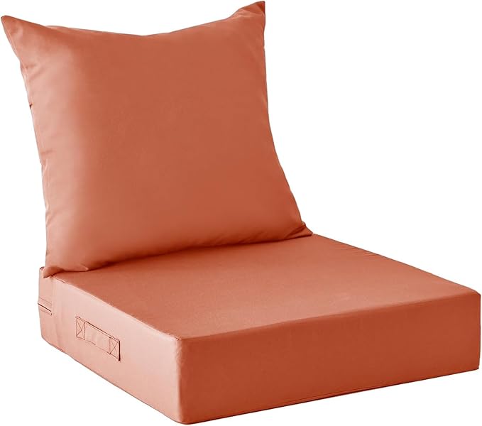 IPYNBAP Outdoor Cushions for Patio Furniture,Outdoor Seat Cushion Set 24 x 24 x 5.75 Inch,Waterproof & Fade Resistant Outdoor Chair Cushions,Deep Patio Chair Cushion with Removable Cover,Spice