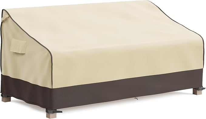 MR. COVER 3-Seater Outdoor Couch Cover Waterproof, 80 Inch Patio Furniture Covers Waterproof with All Weather Protection, Heavy Duty Outdoor Sofa Covers with Air Vent and Handles, Brown & Khaki