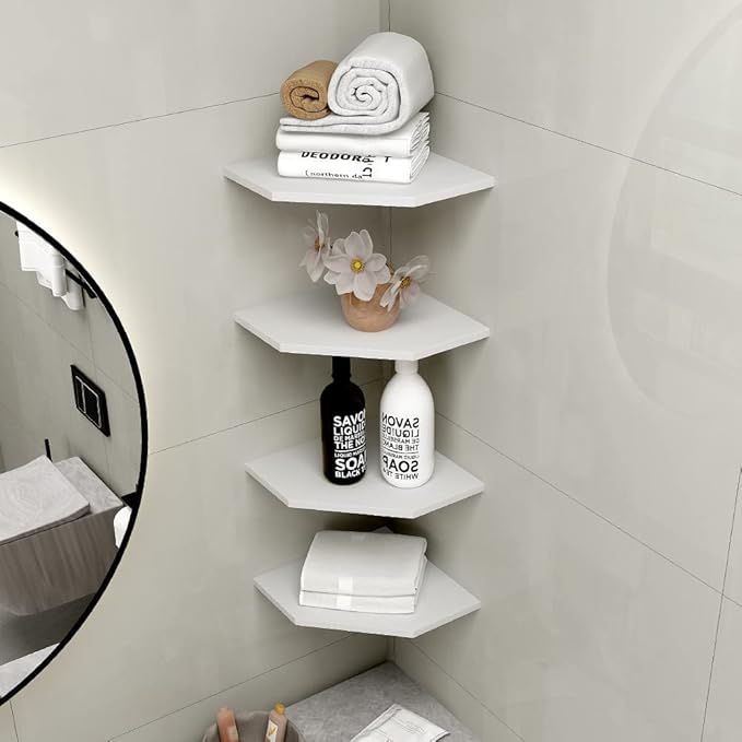 WELLAND 12-Inch Floating Corner Shelves Set of 2, Wall Mounted Storage Shelf