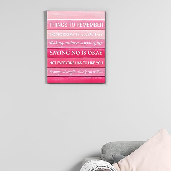 Inspirational Pink Wall Art Decor, Preppy Motivational Room Sign