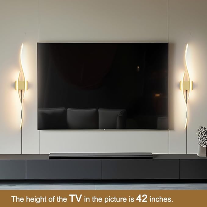 Daunton Modern Gold Plug in Wall Sconces Set of Two, RC Dimmable LED Plug in