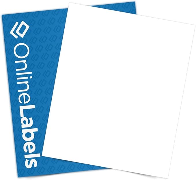 Sticker Paper, 10,000 Sheets, White Matte, 8.5" x 11" Full Sheet Label, Works with Inkjet and Laser Printer, Compatible with Electronic Cutting Machines, OL177WX, OnlineLabels