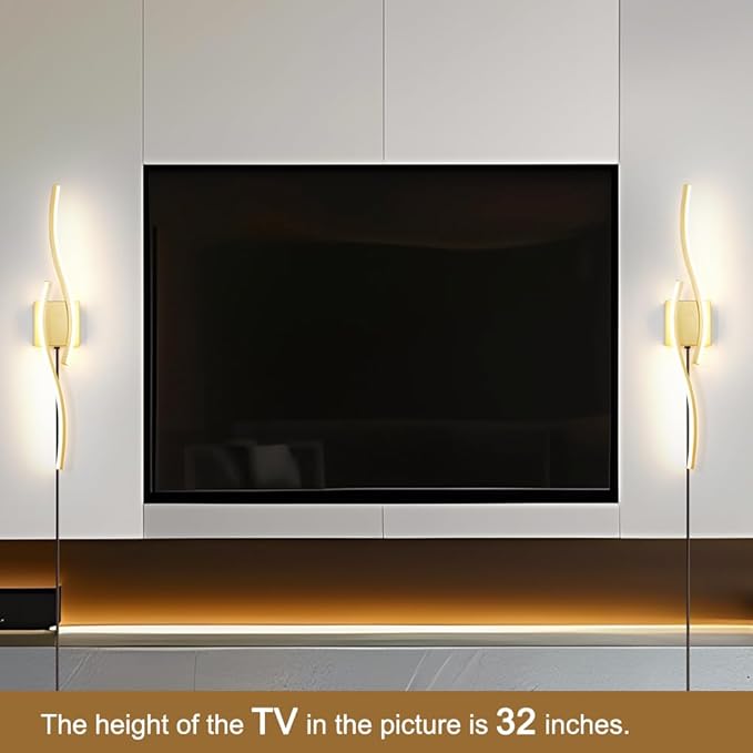 Daunton Modern Gold Plug in Wall Sconce Set of 2, Indoor Dimmable Light Fixture