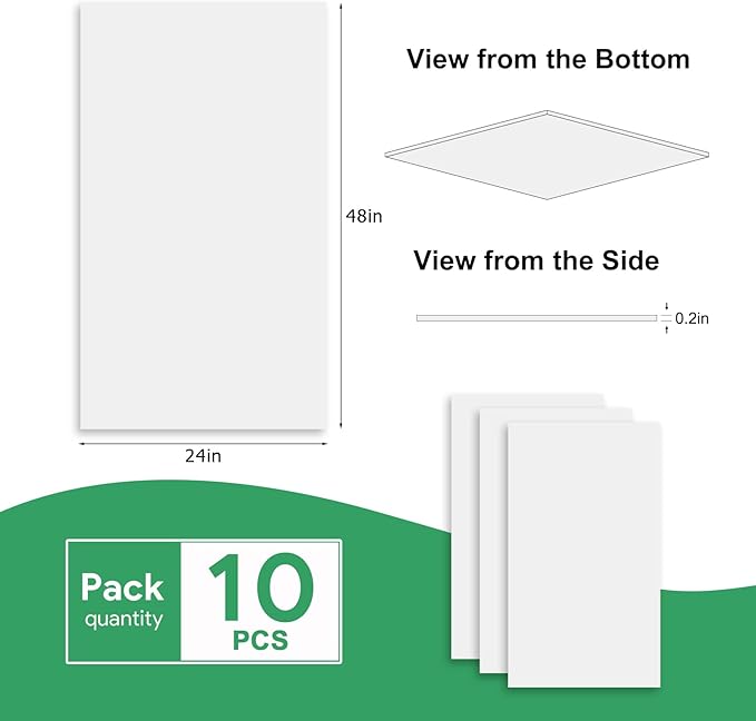 Smooth White Drop Ceiling Tile 2ft x 4ft, Ceiling Panel 24 x 48in – Waterproof