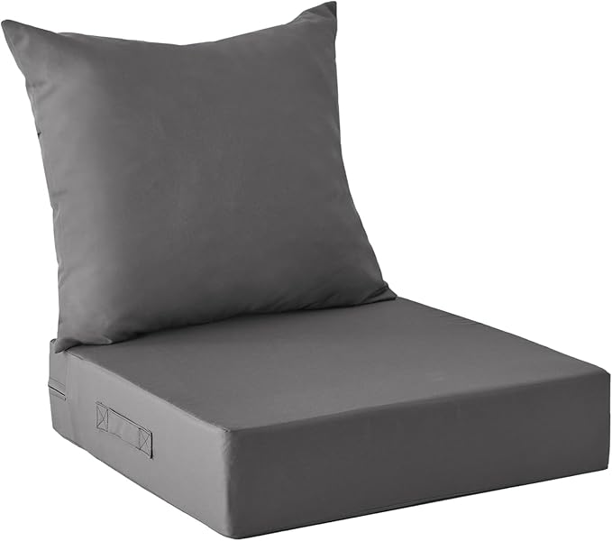 IPYNBAP Outdoor Cushions for Patio Furniture,Outdoor Seat Cushion Set 24 x 24 x 4 Inch,Waterproof & Fade Resistant Outdoor Chair Cushions,Deep Patio Chair Cushion with Removable Cover,Dark Grey