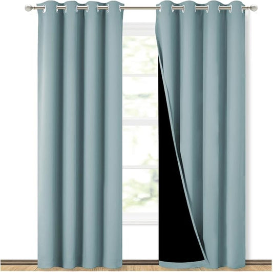 NICETOWN 100% Blackout Curtains 84 inches Long, Sky Blue, 52 inches Wide