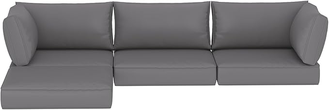 HOMREST Outdoor Sectional Cushions Set of 9, Waterproof Patio Furniture Cushions for 4-Seat Rattan Wicker Sofa, Deep Seat Couch Cushions with Non-Slip Bottom & Machine Washable Covers,Gray